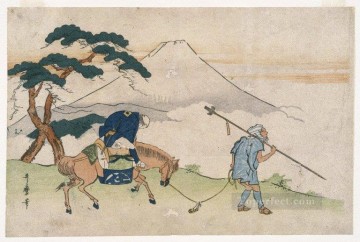 浮世絵 Painting - 富士山を見ながらの旅 喜多川歌麿 浮世絵美人が